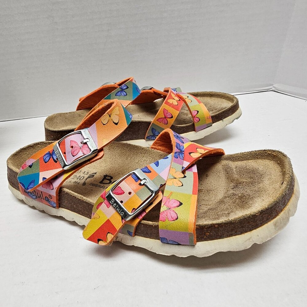 Betula Birkenstock Womens Butterfly Leather Multi Color Adjustable Sandals 37 6
